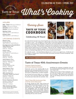 COOKBOOK - Taste of Texas Restaurant