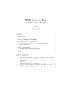 MA213 Second Year Essay Hilbert`s Third Problem