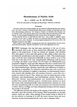 Metachromasy of Nucleic Acids By L. LISON AND W. MUTSAARS