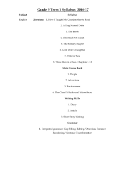 Grade 9 Term 1 Syllabus 2016-17