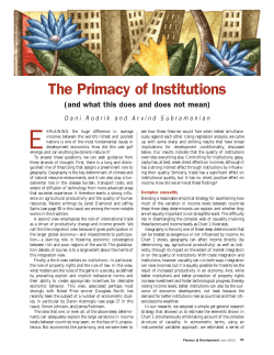 The Primacy of Institutions (and what this does and does not mean