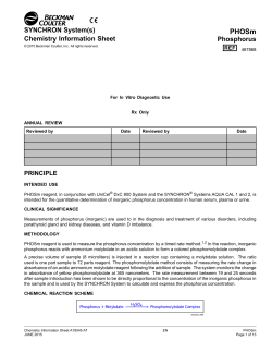SYNCHRON System(s) Chemistry Information Sheet Phosphorus