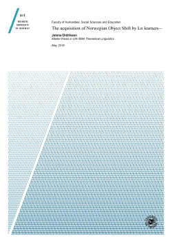 The acquisition of Norwegian Object Shift by Ln learners—