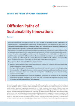 Diffusion Paths of Sustainability Innovations