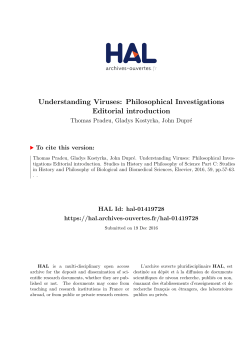 Understanding Viruses: Philosophical Investigations Editorial