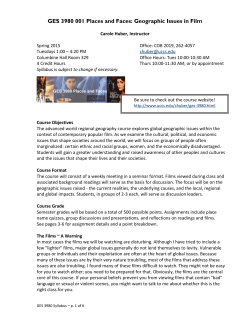 GES 398 Places and Faces: Geographic Issues in Film