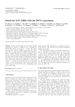 Search for GeV GRBs with the INCA experiment