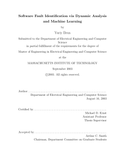 Software Fault Identification via Dynamic Analysis and Machine