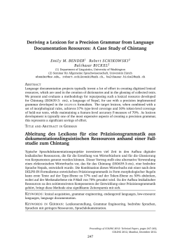 Deriving a Lexicon for a Precision Grammar from Language