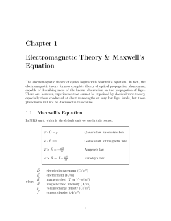 Chapter 1 Electromagnetic Theory &sup2; Maxwell`s Equation