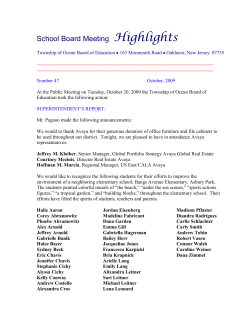 School Board Meeting Highlights - Township of Ocean School District