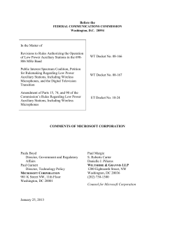 Microsoft Wireless Microphone Comments to FCC