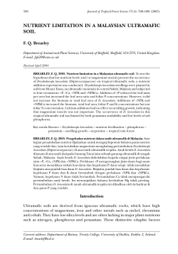 NUTRIENT LIMITATION IN A MALAYSIAN ULTRAMAFIC SOIL