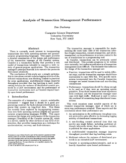 Analysis of Transaction Management Performance