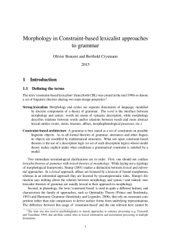 Morphology in Constraint-based lexicalist approaches to grammar