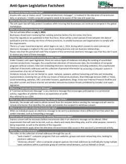 Anti-Spam Legislation Factsheet