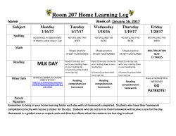 Room 207 Home Learning Log