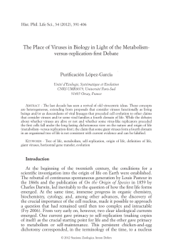 The Place of Viruses in Biology in Light of the Metabolism