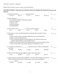 CHE 1401 - Fall 2011 - Chapter 8 Homework 8 (Chapter 8: Basic