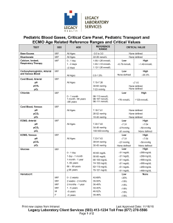 Blood Gases, Critical Care Panel, Transport, and