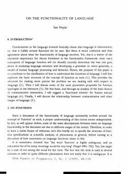ON THE FUNCTIONALITY OF LANGUAGE