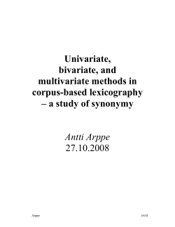 a study of synonymy Antti Arppe 27.10.2008