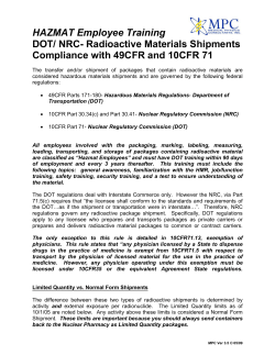 DOT/ NRC- Radioactive Materials Shipments