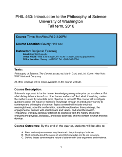 PHIL 460: Introduction to the Philosophy of Science