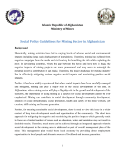 Social Policy Guidelines for Mining Sector in Afghanistan