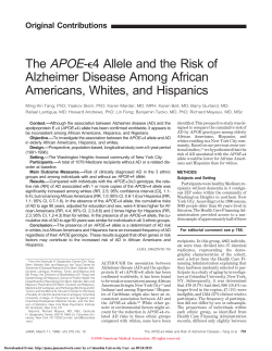 The APOE-4 Allele and the Risk of Alzheimer Disease Among