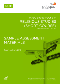 RELIGIOUS STUDIES (SHORT COURSE) SAMPLE ASSESSMENT