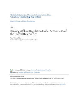 Banking Affiliate Regulation Under Section 23A of the Federal