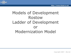 Models of Development Rostow Ladder of Development or