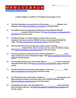 United States Landforms Printable Scavenger Hunt