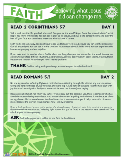 read romans 5:3 day 1 day 2 read 2 corinthians 5:7