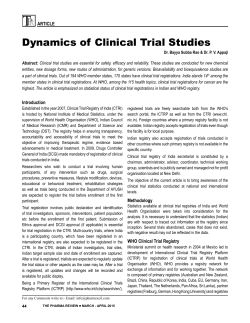 Dynamics of Clinical Trial Studies
