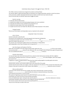 United States History Chapter 4 A Struggle for Power: 1700