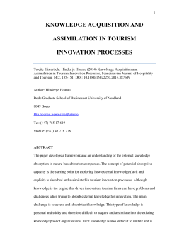 knowledge acquisition and assimilation in tourism