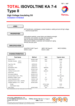 TOTAL ISOVOLTINE KA 7-4 Type II High Voltage Insulating Oil