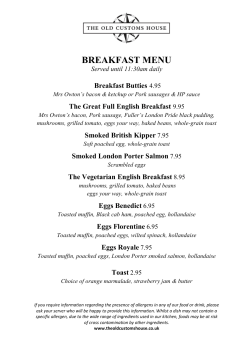 breakfast menu - The Old Customs House
