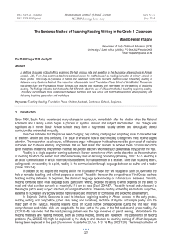 The Sentence Method of Teaching Reading Writing in the