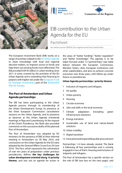 EIB contribution to the Urban Agenda for the EU