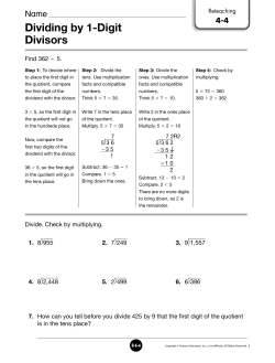 Dividing by 1-Digit Divisors