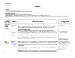 Shadows Lesson Plan