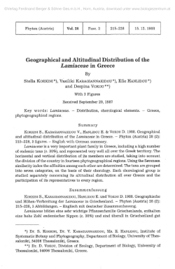 Geographical and Altitudinal Distribution of the Lamiaceae in Greece
