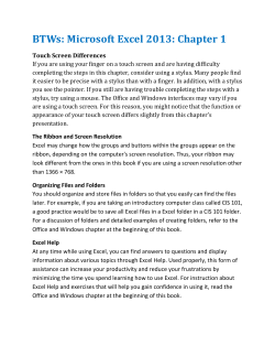 BTWs: Microsoft Excel 2013: Chapter 1