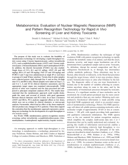 Metabonomics: Evaluation of Nuclear Magnetic Resonance (NMR