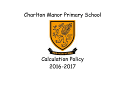 Calculations Policy - Charlton Manor Primary School