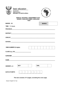 ANNUAL NATIONAL ASSESSMENT 2015 GRADE 4 ENGLISH