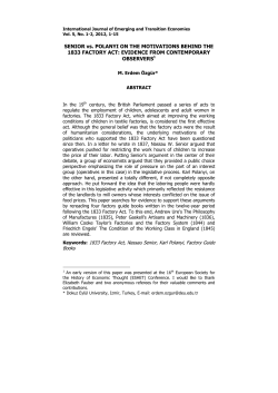 SENIOR vs. POLANYI ON THE MOTIVATIONS BEHIND THE 1833
